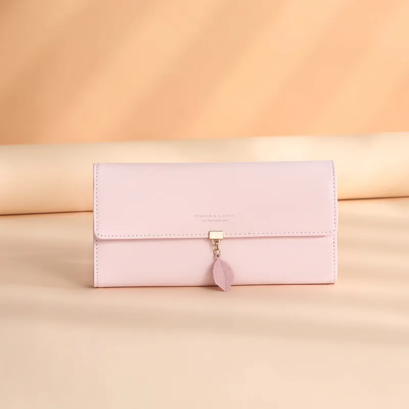 PT'SON Cow Leather Wallet Women's Pink-4