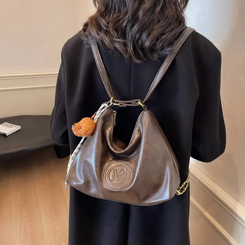 PT'SON Synthetic Leather Tote Bag, Shoulder Bag Women's Coffee/Brown-3