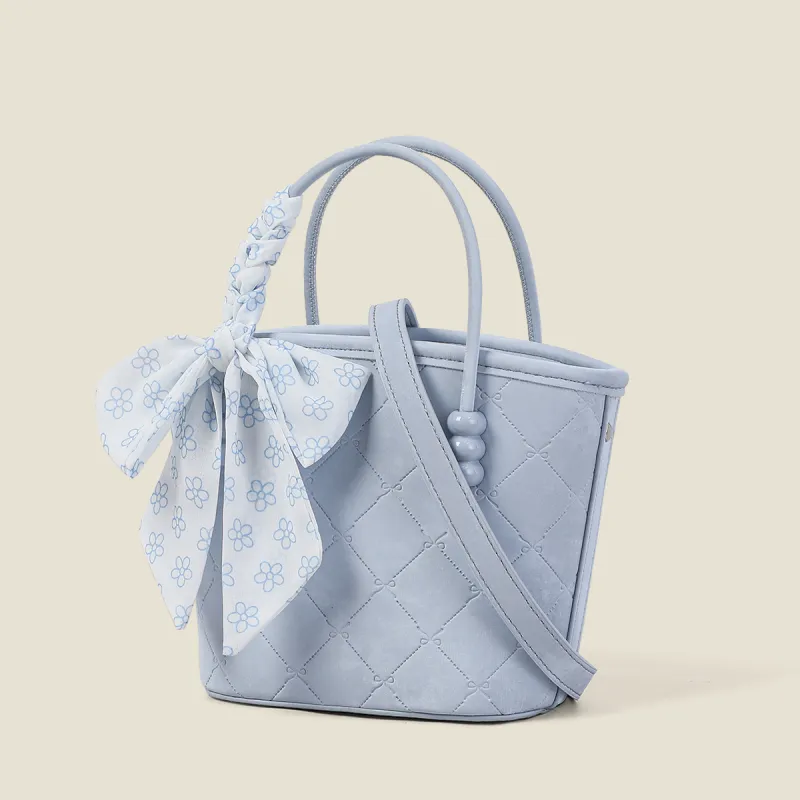 PT'SON Synthetic Leather Handbag Regular Women's Ivory White/light Blue-13