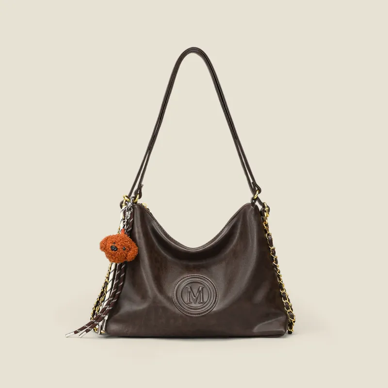 PT'SON Synthetic Leather Tote Bag, Shoulder Bag Women's Coffee/Brown-4