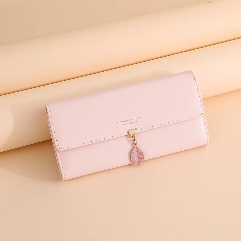 PT'SON Cow Leather Wallet Women's Pink-5