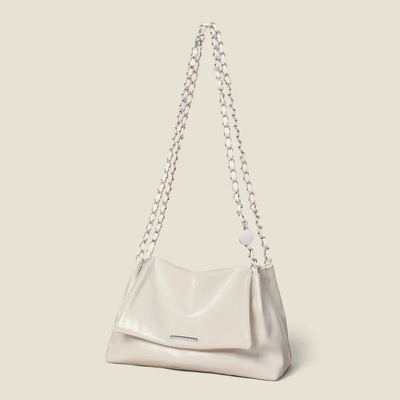 PT'SON Synthetic Leather Shoulder Bag Women's Silver/White-10