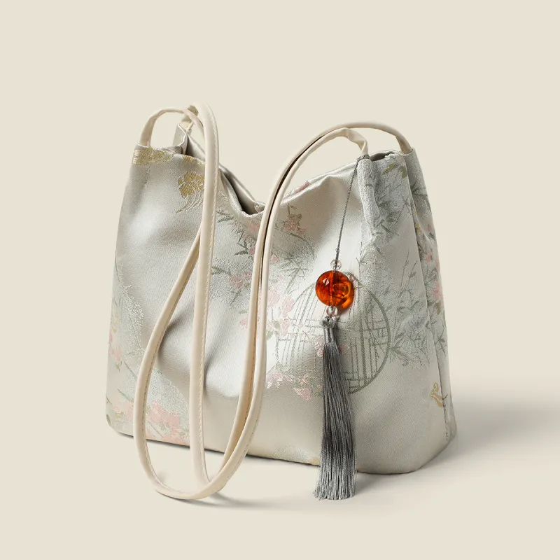 PT'SON Fabric Underarm Shoulder Bag, Handbag, Tote Bag Regular Women's Beige-4