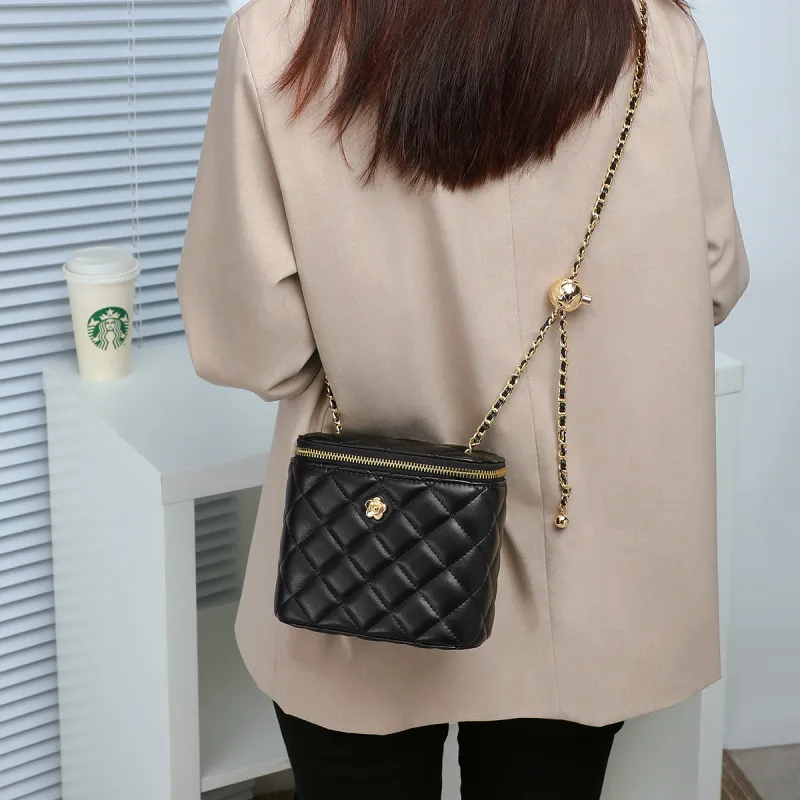 PT'SON Cow Leather Box Bag, Shoulder Bag, Crossbody Bag Regular Women's Piano Black-5