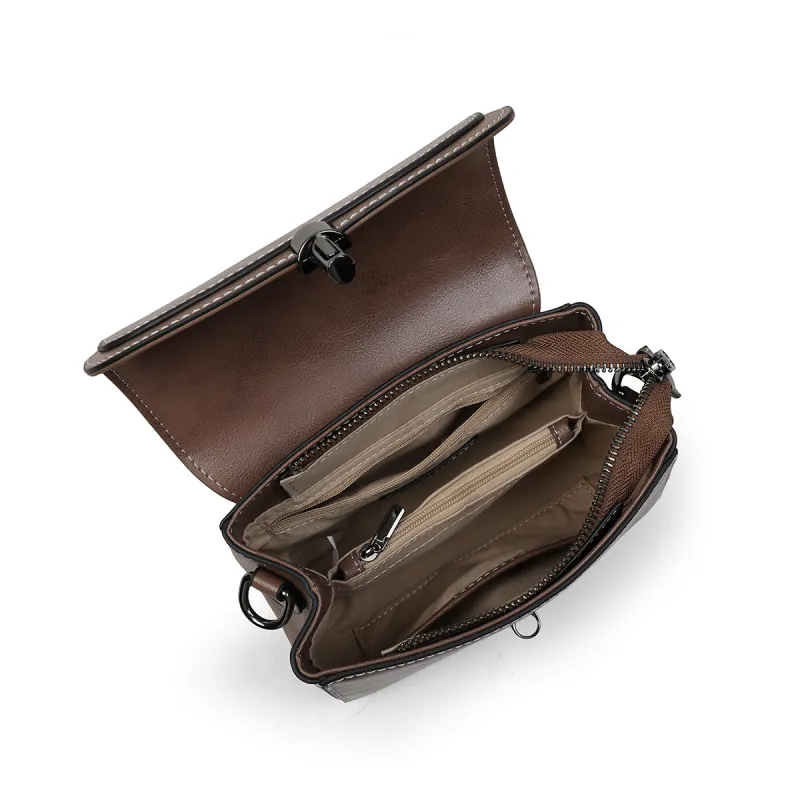 PT'SON Synthetic Leather Small Square Bag, Underarm Shoulder Bag, Crossbody Bag Regular Women's Coffee-6