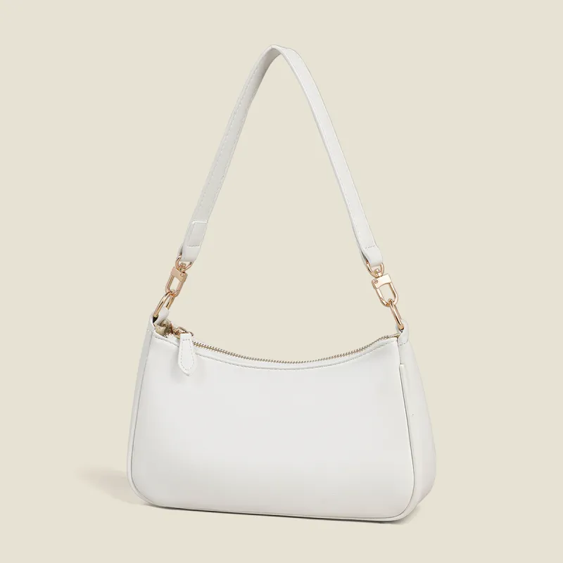 PT'SON Synthetic Leather Baguette Bag Shoulder Bag Regular Women's White-4