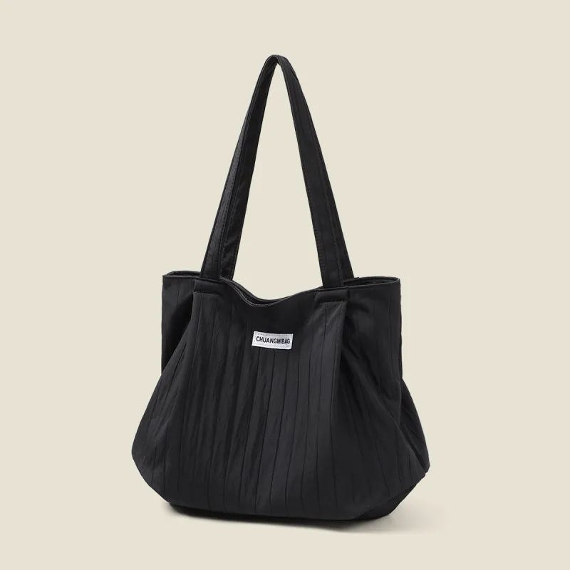 PT'SON Fabric Tote Handbag, Shoulder Bag Regular Women's Ecru/Black-12