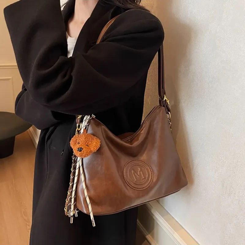 PT'SON Synthetic Leather Tote Bag, Shoulder Bag Women's Coffee/Brown-7