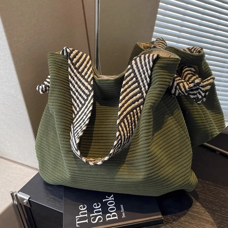 PT'SON Fabric Underarm Shoulder Bag Tote Regular Women's Green-3