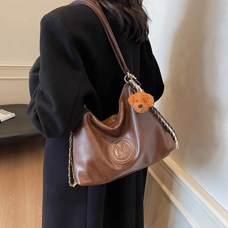 PT'SON Synthetic Leather Tote Bag, Shoulder Bag Women's Coffee/Brown-9