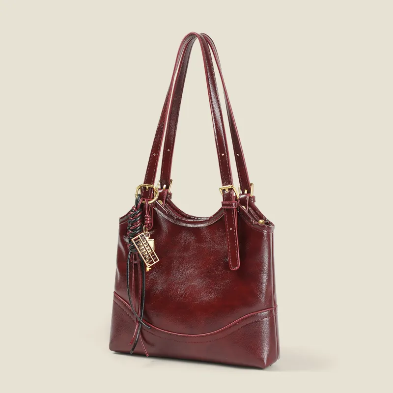 PT'SON Synthetic Leather Underarm Shoulder Bag, Handbag, Tote Bag Regular Women's Brown/Red-12