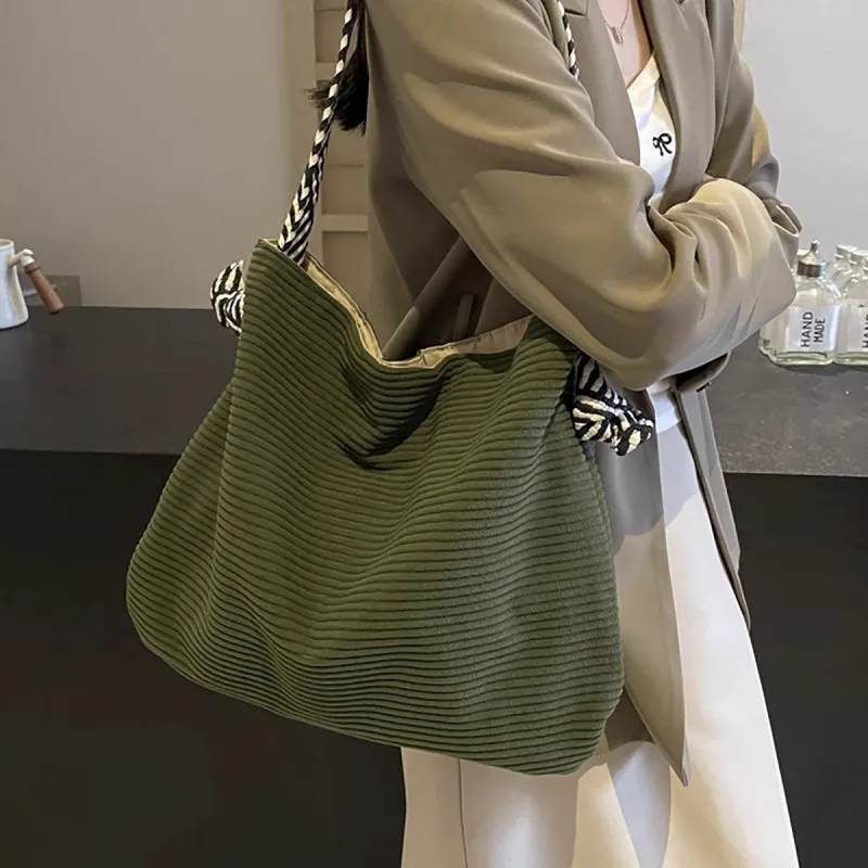 PT'SON Fabric Underarm Shoulder Bag Tote Regular Women's Green-4