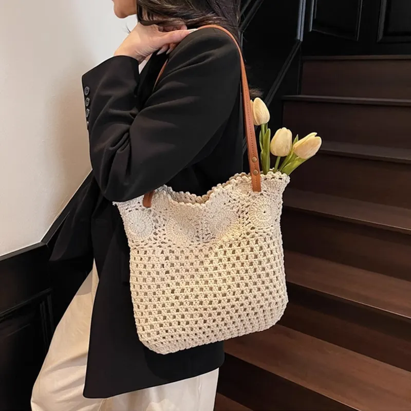 PT'SON Fabric Portable Underarm Shoulder Bag Regular Women's Ecru-3