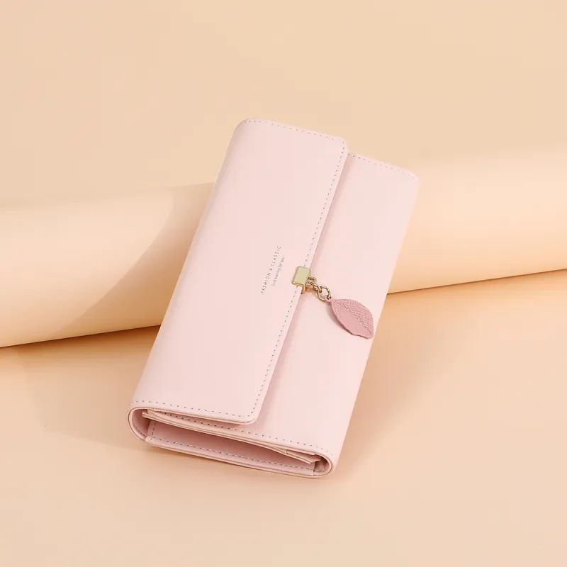 PT'SON Cow Leather Wallet Women's Pink-2