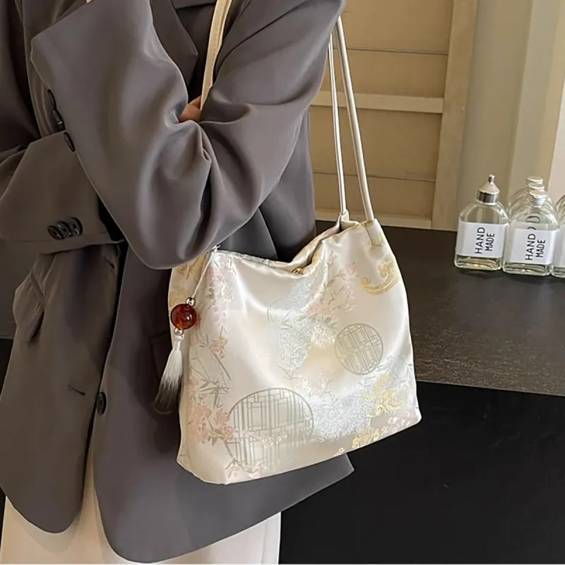 PT'SON Fabric Underarm Shoulder Bag, Handbag, Tote Bag Regular Women's Beige-2