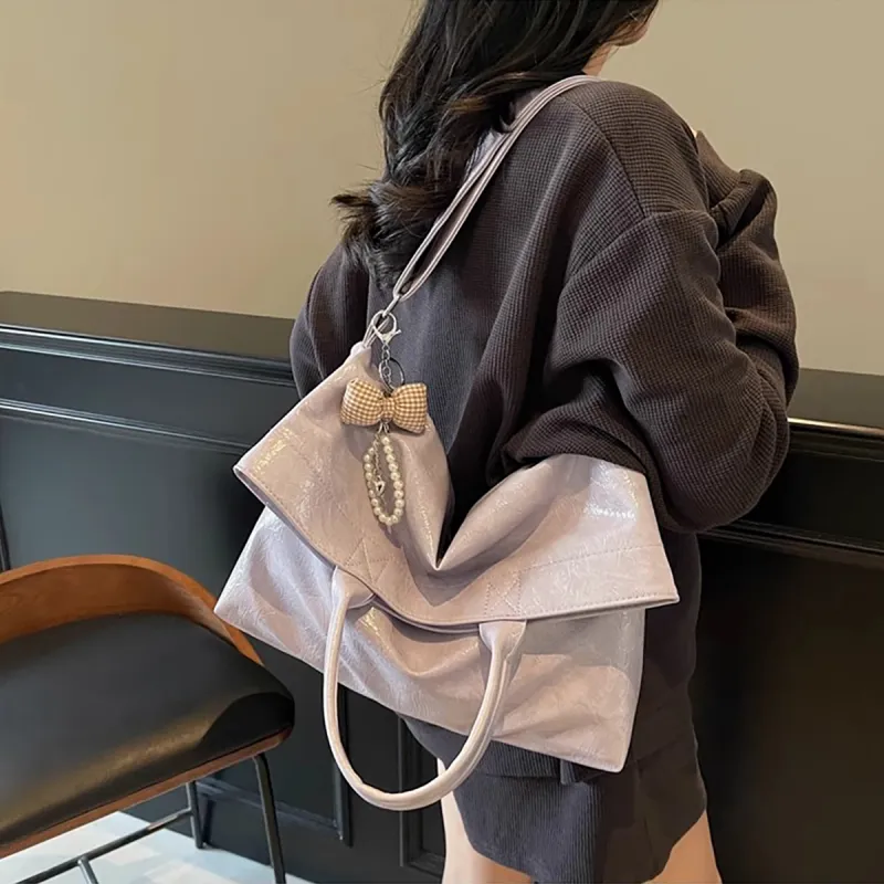 PT'SON Synthetic Leather Handbag, Crossbody Bag Women's Taro Purple/Ecru-6