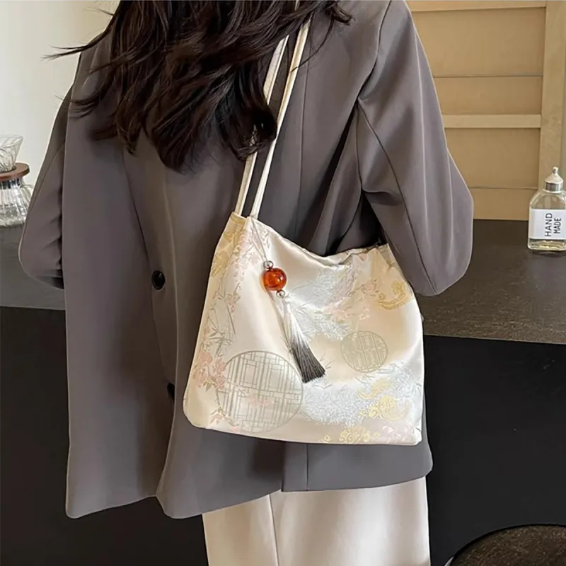 PT'SON Fabric Underarm Shoulder Bag, Handbag, Tote Bag Regular Women's Beige-3