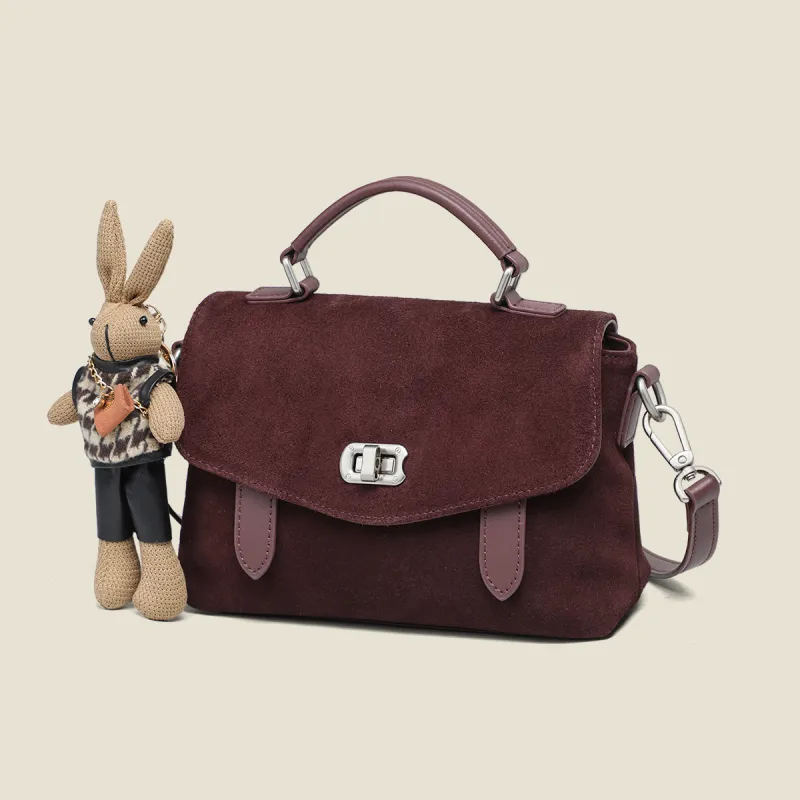 PT'SON Cow Leather Shoulder Bag, Crossbody Bag, Handbag Women's Wine Purple-2