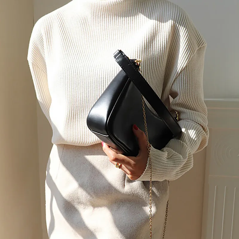 PT'SON Synthetic Leather Baguette Bag Shoulder Bag Regular Women's White-11