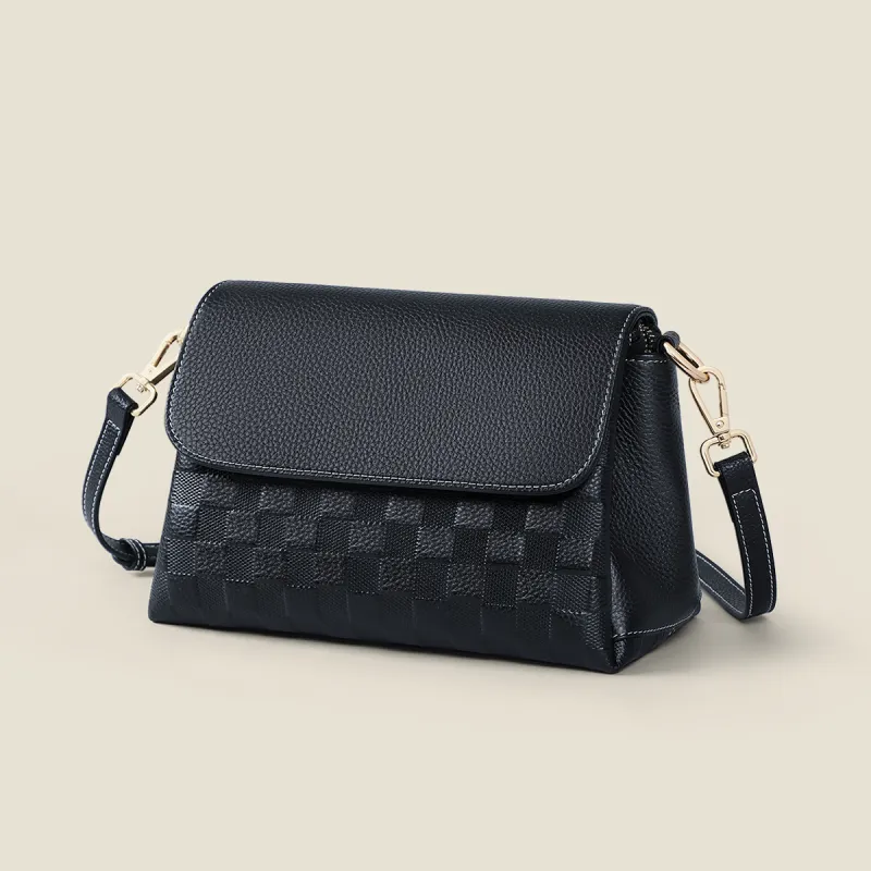 PT'SON Cow Leather Crossbody Bag, Shoulder Bag Regular Women's Black-2