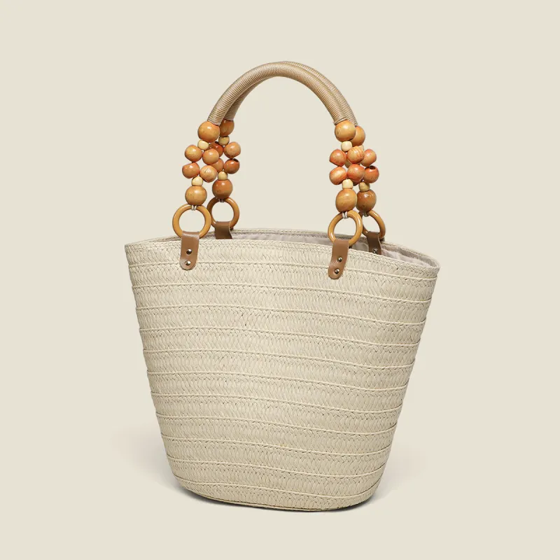 PT'SON Fabric One Shoulder Handbag Regular Women's Beige-4