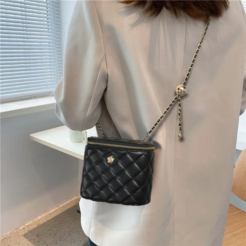PT'SON Cow Leather Box Bag, Shoulder Bag, Crossbody Bag Regular Women's Piano Black-3