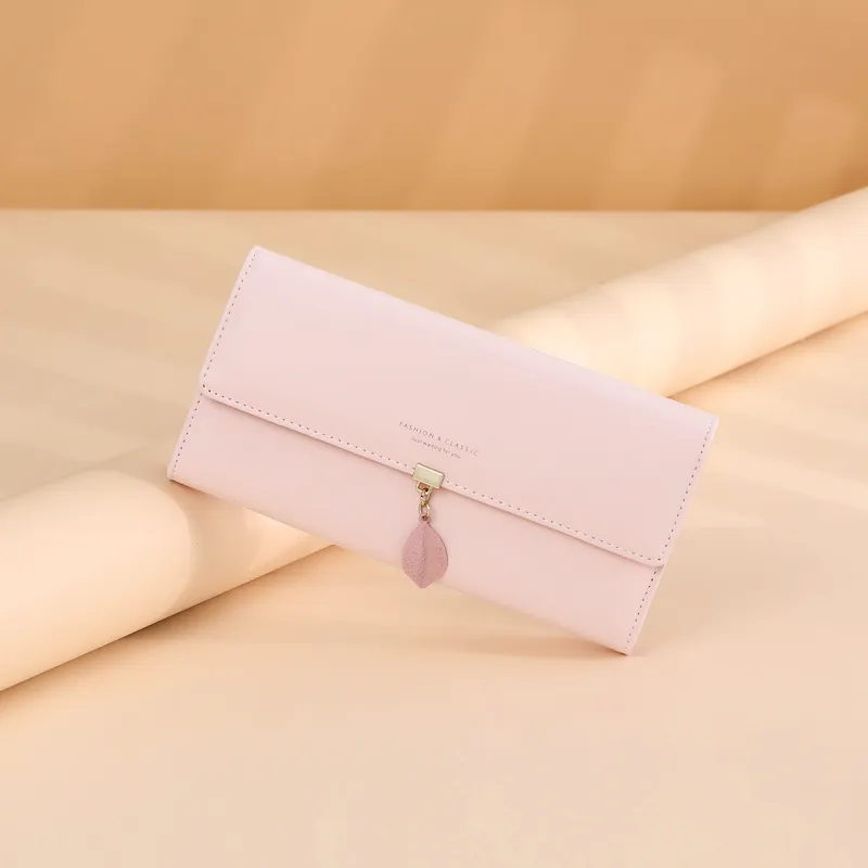 PT'SON Cow Leather Wallet Women's Pink-3