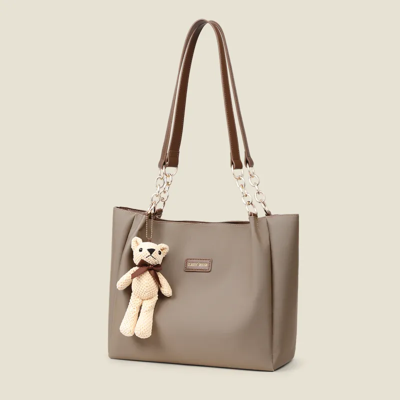 PT'SON Fabric Portable Underarm Shoulder Bag, Tote Bag, Shopping Bag Regular Women's Dark Khaki-4