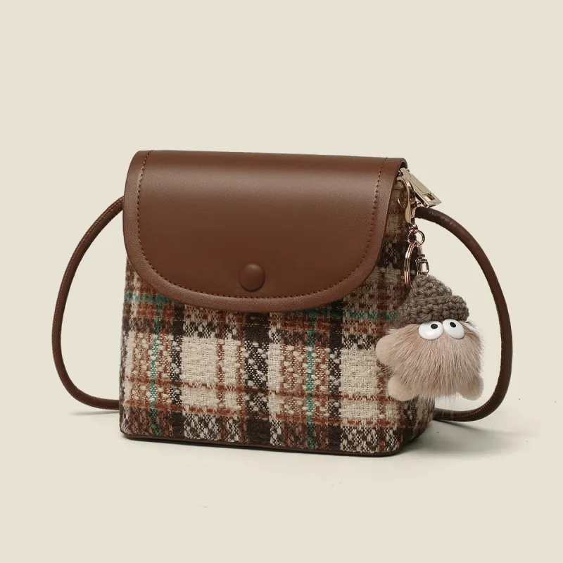 PT'SON Fabric, Synthetic Leather Shoulder Bag, Crossbody Bag Regular Women's Coffee-2