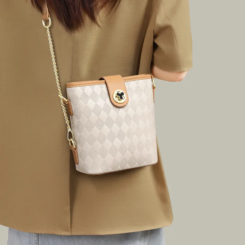PT'SON Cow Leather Bucket Bag, Shoulder Bag, Crossbody Bag Regular Women's Ecru-1