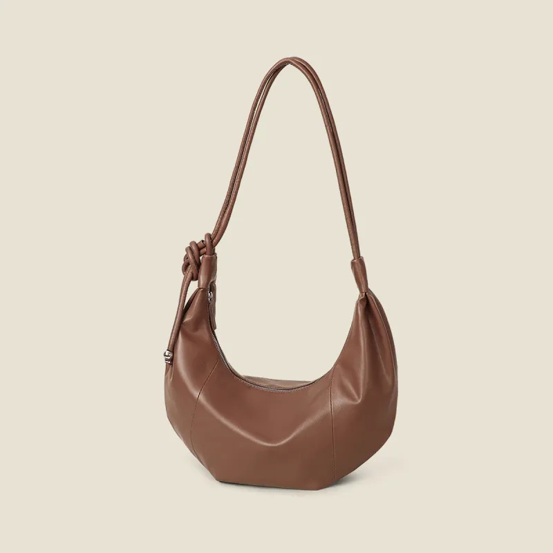 PT'SON Synthetic Leather Dumpling Bag Shoulder Bag Women's Brown-2