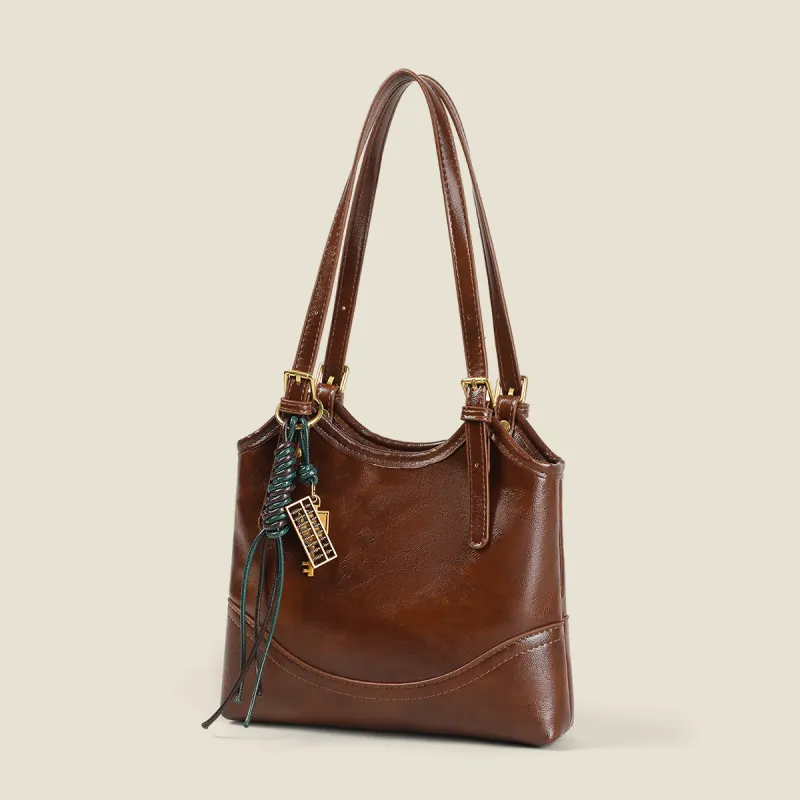 PT'SON Synthetic Leather Underarm Shoulder Bag, Handbag, Tote Bag Regular Women's Brown/Red-5