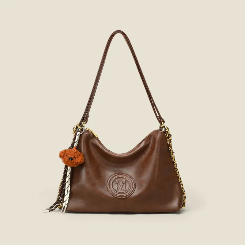 PT'SON Synthetic Leather Tote Bag, Shoulder Bag Women's Coffee/Brown-10