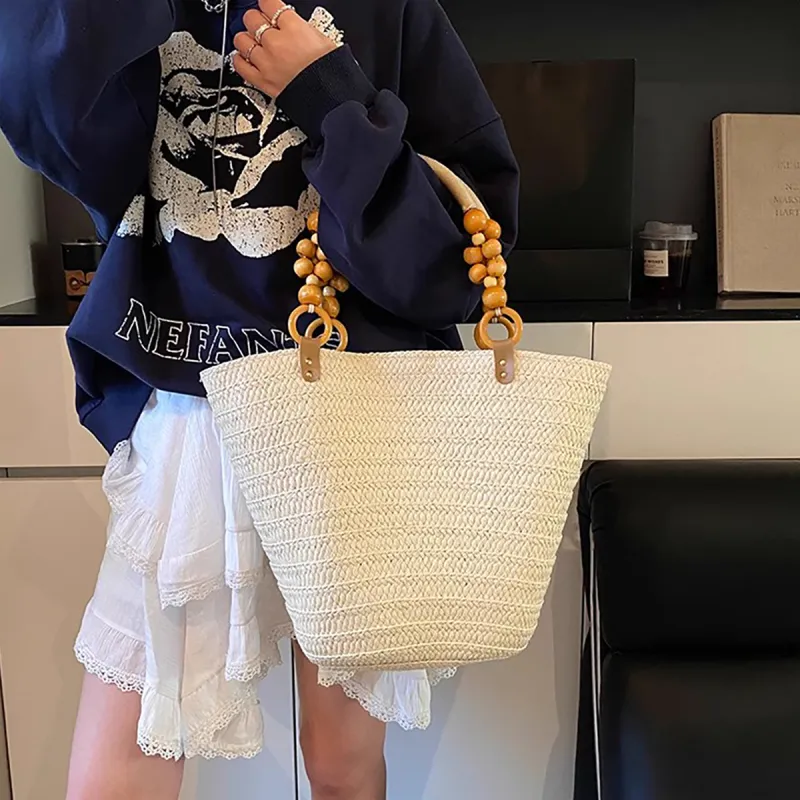 PT'SON Fabric One Shoulder Handbag Regular Women's Beige-3