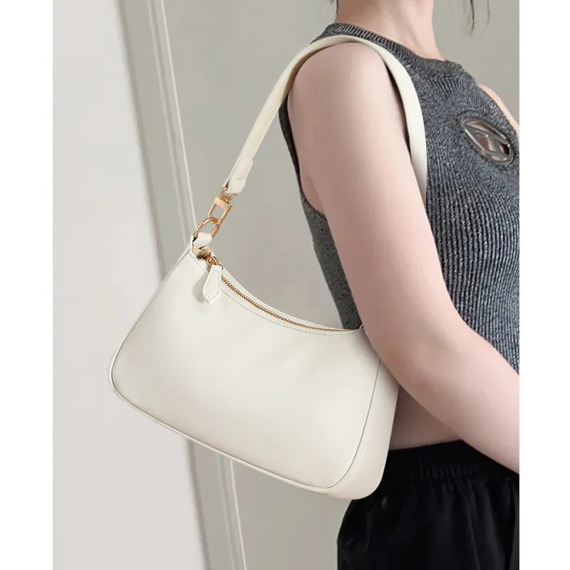 PT'SON Synthetic Leather Baguette Bag Shoulder Bag Regular Women's White-1