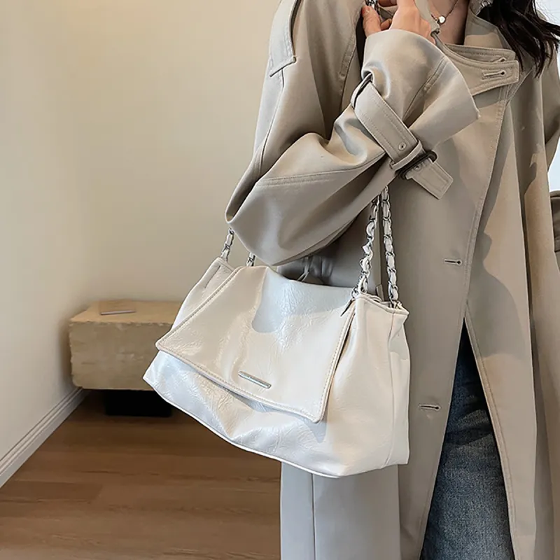PT'SON Synthetic Leather Shoulder Bag Women's Silver/White-7