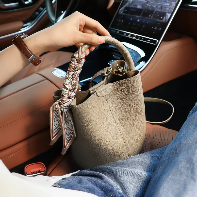 PT'SON Cow Leather Shoulder Bag, Crossbody Bag, Handbag Regular Women's Elephant Gray-1