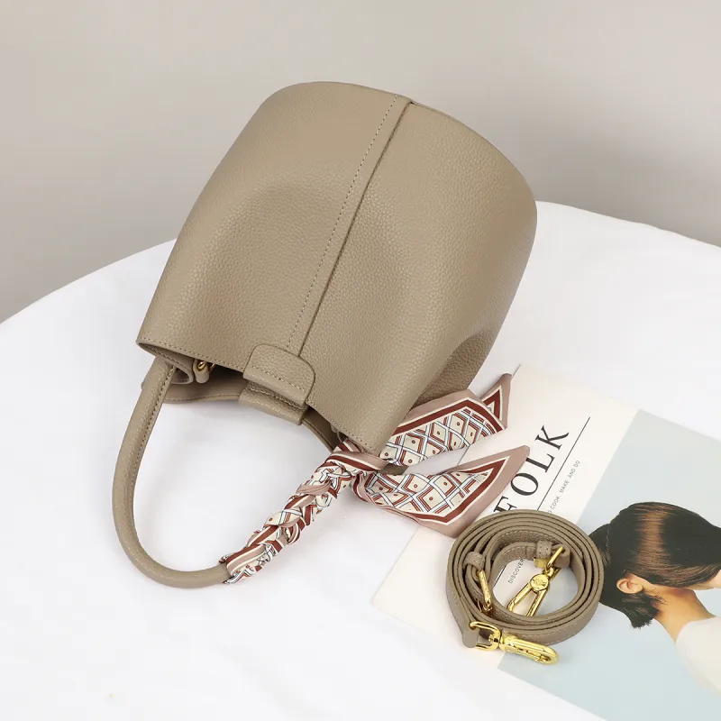 PT'SON Cow Leather Shoulder Bag, Crossbody Bag, Handbag Regular Women's Elephant Gray-5