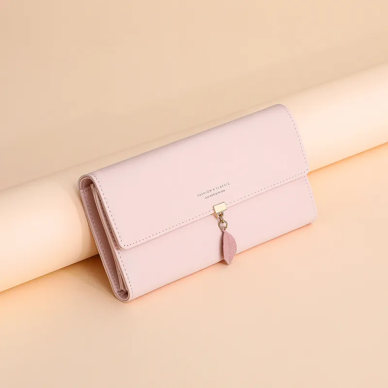 PT'SON Cow Leather Wallet Women's Pink-6