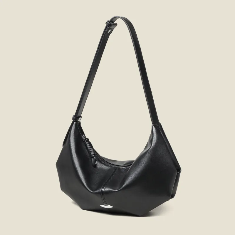 PT'SON Synthetic Leather Dumpling Bag, Crossbody Bag, Shoulder Bag Women's Black/Coffee-1