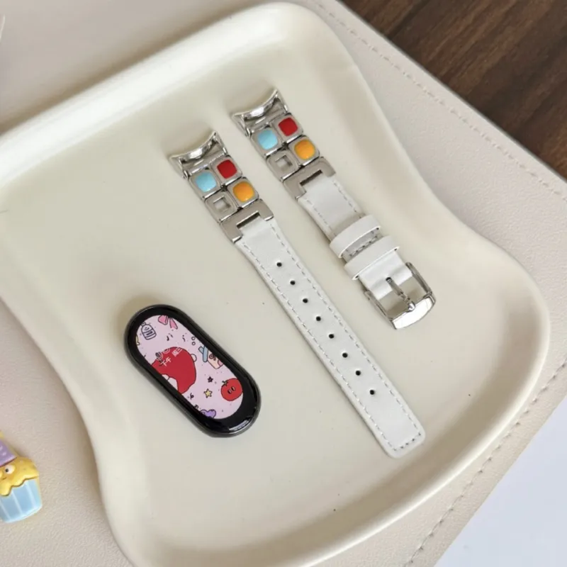 Vobafe Compatibility With Xiaomi Smart Band 9/8 NFC Xiaomi Compatibility Watch Band 130mm Genuine Leather Material-2