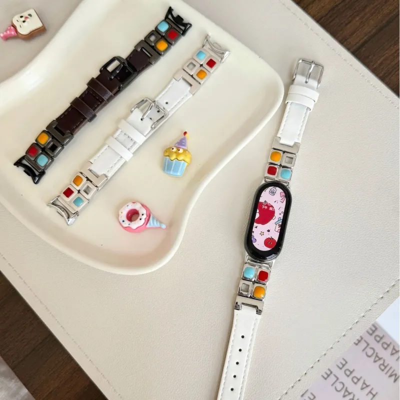 Vobafe Compatibility With Xiaomi Smart Band 9/8 NFC Xiaomi Compatibility Watch Band 130mm Genuine Leather Material-1