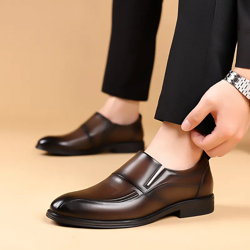 Kaltendin Top Grain Cow Leather Slip on Versatile Classic Comfortable Casual Shoes Men's-10