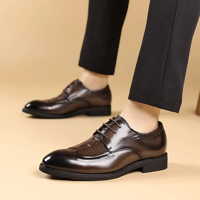Kaltendin Top Grain Cow Leather Business Embossed Brogue Brogues Craft Dress Shoes Men's-7