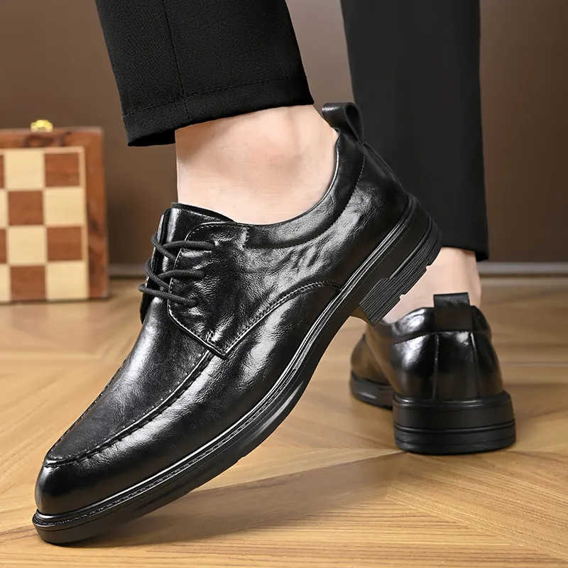 Kaltendin Top Grain Sheepskin Dress Shoes Men's Black-7