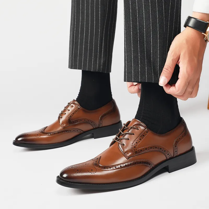 Kaltendin Cow Leather Brocade Embroidery Trendy Fashion Elegant Gentleman Elegance Dress Shoes Men's-10