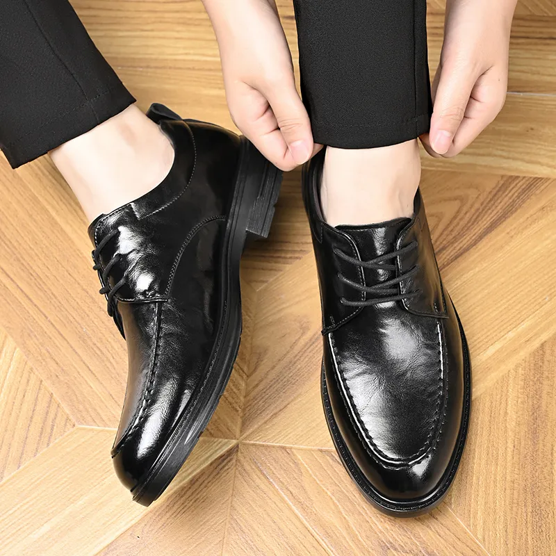 Kaltendin Top Grain Sheepskin Dress Shoes Men's Black-8