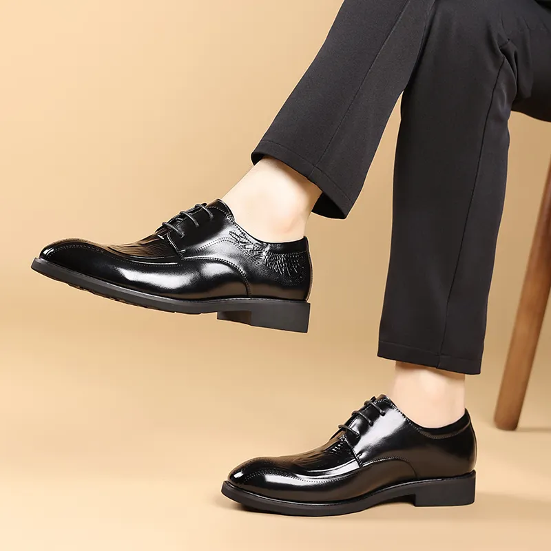 Kaltendin Top Grain Cow Leather Business Embossed Brogue Brogues Craft Dress Shoes Men's-3