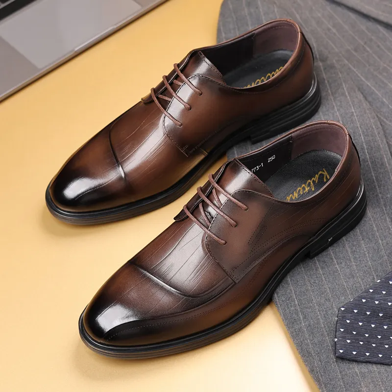 Kaltendin Dress Shoes Men Low Top Black-10