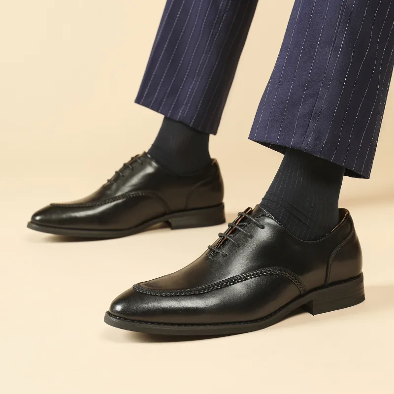 Kaltendin Cow Leather Commute Vintage Elegant Minimalist Style Comfortable Dress Shoes Men's-5